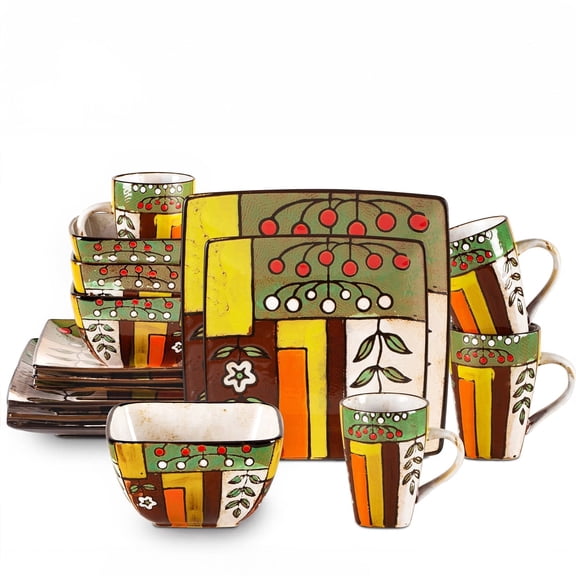 Hand Painted Reactive Glaze Stoneware Dinnerware Set For Home Use