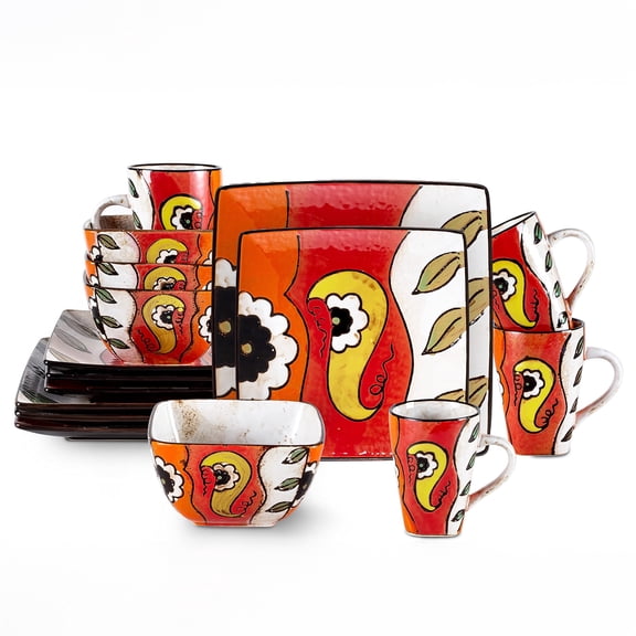 Hand Painted Reactive Glaze Stoneware Dinnerware Set For Home Use