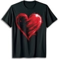 thumbnail image 1 of Hand Painted Red Heart Black T-Shirt Unique Textured Design for Casual Style, 1 of 5