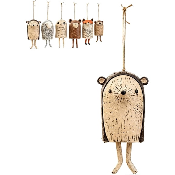 Hand-Painted Resin Animal Wind Chimes, Whimsical Vintage Hanging Bells for Outdoor Garden Decor, Durable Weather-Resistant Ornaments for Porch, Yard, Window, Farmhouse Decoration