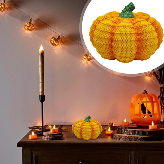 Hand Painted Resin Jack O Lantern Pumpkin Figurine, Fall Tabletop Statue, Halloween Mantel And Indoor Home Decor, Rustic Accent