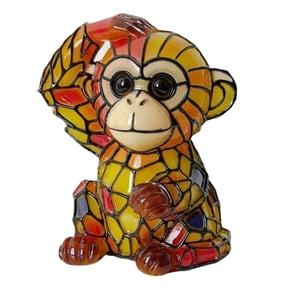 Hand Painted Resin Monkey Table LED Night Lamp USB Separate On Off Switch Cartoon Animal Figurine Light Office Shelf Decor (Monkey)