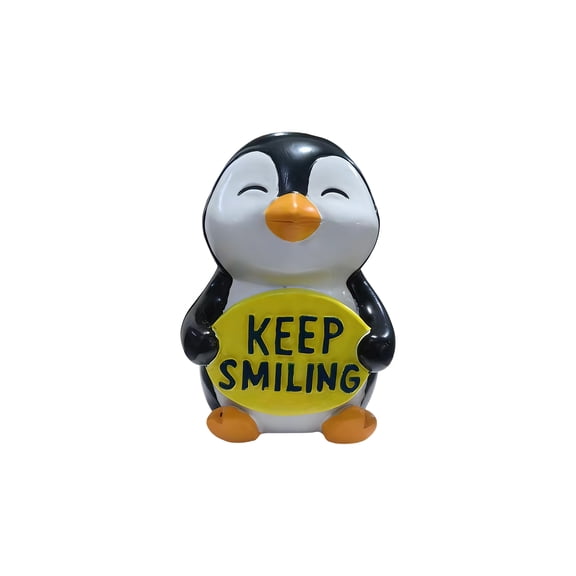 Hand-Painted Resin Penguin Statue with "Good Vibes Only" Motto, Cute Black Desk Ornament for Home Office Decor, Adorable Collectible Animal Gift for Coworkers and Friends