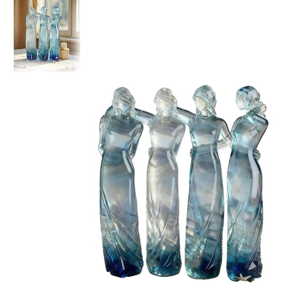 Hand-Painted Resin Sisters Sculpture - Friendship Gift for Women Four