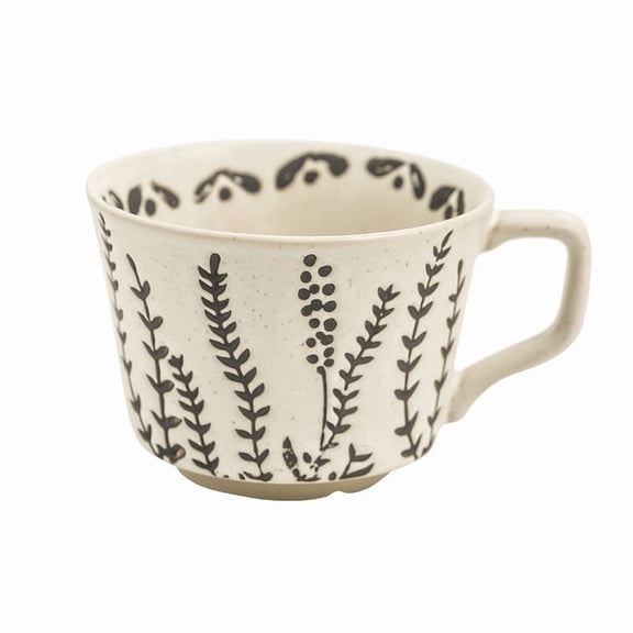 Hand-Painted Rustic Terracotta Coffee Cups Set of 4 - 350ml Unique Artistic Design for Coffee and Tea Lovers
