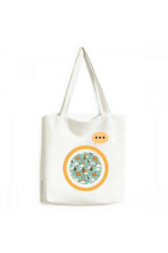 Hand Painted Simple Geometry Kite Pattern Expression Sack Canvas Tote Shoulder Bag