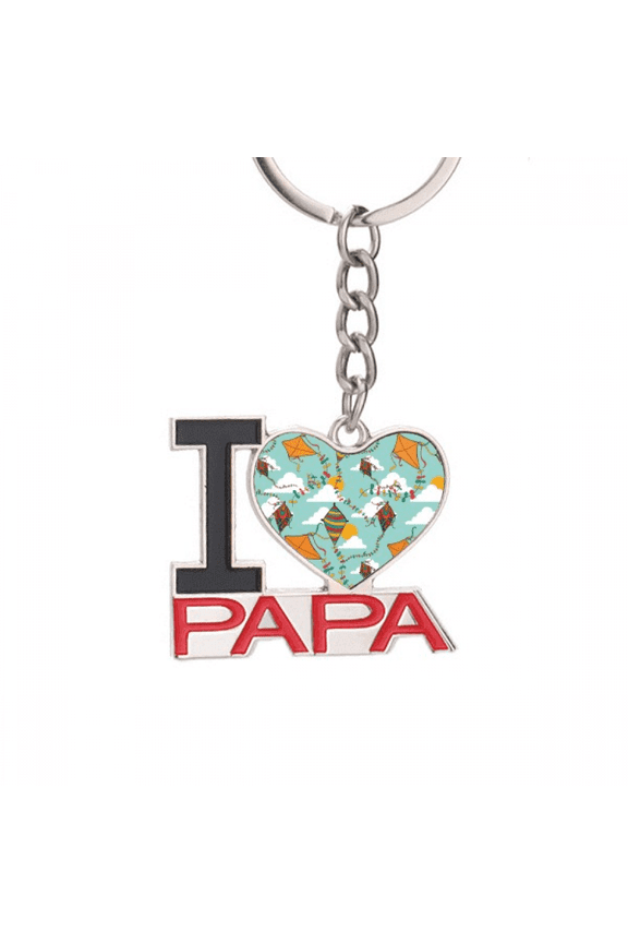 Hand Painted Simple Geometry Kite Pattern Keychain Metal Keyring Holder Love PAPA Father