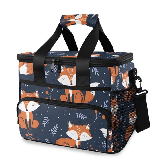 Hand Painted Sleeping Foxes Leaves Portable Cooler Lunch Box Reusable Insulated Lunch Bag Leakproof 15L