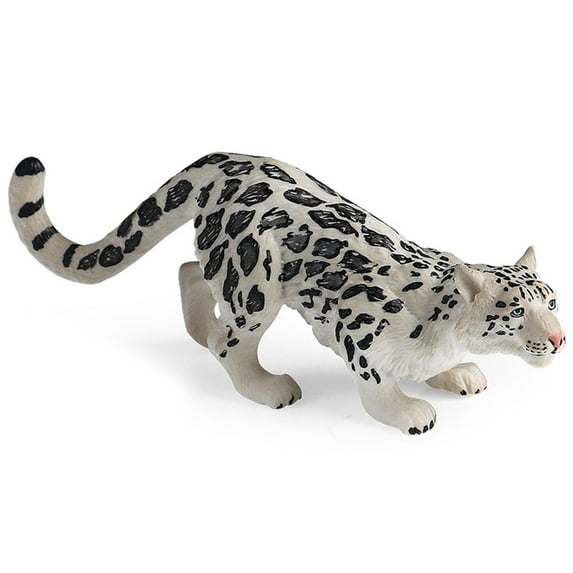 Hand Painted Snow Leopard Sculpture Leopard Miniacture Model Toy Tabletop Ornament Display Piece for Living Room Cabinet