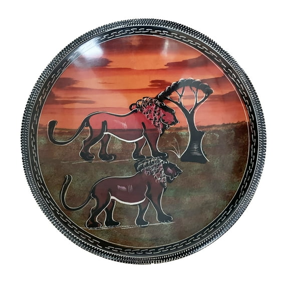 Hand Painted Soapstone Bowl Large Lion
