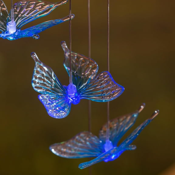 Hand Painted Solar Color Changing Solar Mobile, Butterfly