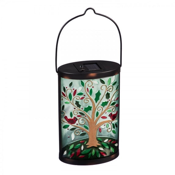 Hand Painted Solar Glass Lantern, Tree of Life