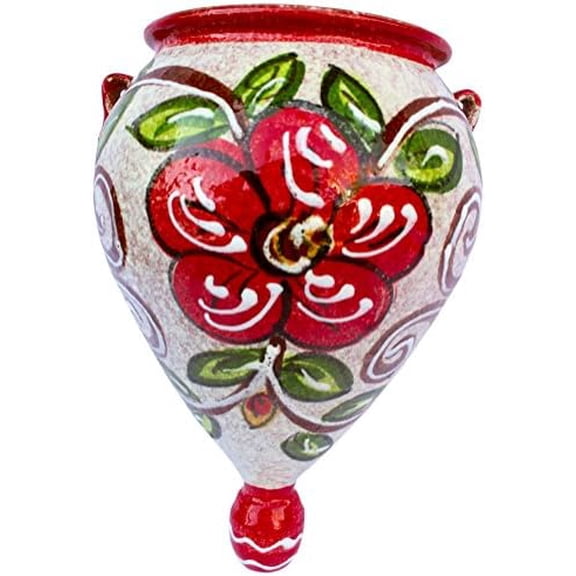Hand-Painted Spanish Orza Wall Flower Pot, Spanish Rose$$Garden & Patio