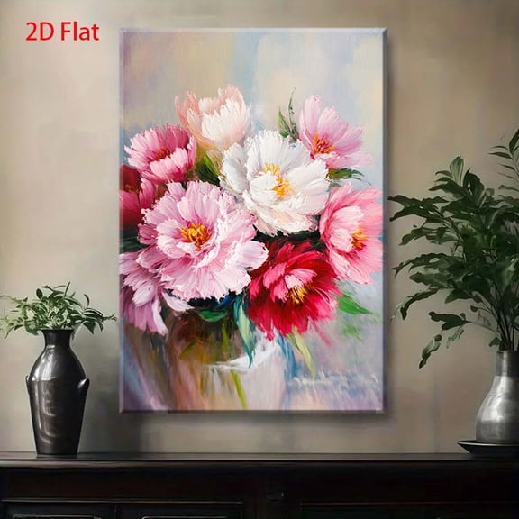 Hand-Painted Style Oil Painting on Wood Frame - Sunset Lakeside Landscape Wall Art with Blue & Golden Lake, Red-Orange Trees & White Boat - Wrapped Canvas Nature Scene for Living Room