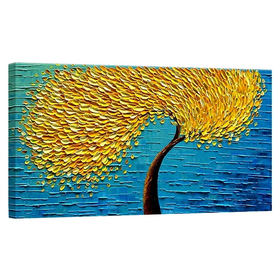 Hand Painted Tree Oil Painting Large Tree Canvas Wall Art Framed Wall Decoration For Livingroom Bedroom Ready to Hang