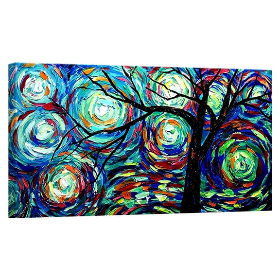 Hand Painted Tree Oil Painting tree Bloom Canvas Wall Art Framed Wall Decoration For Livingroom Ready to Hang