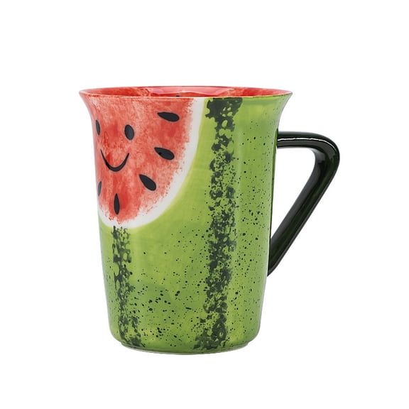 Hand-Painted Under-Glazed Ceramic Mug - Cute Watermelon Pattern for Daily Use
