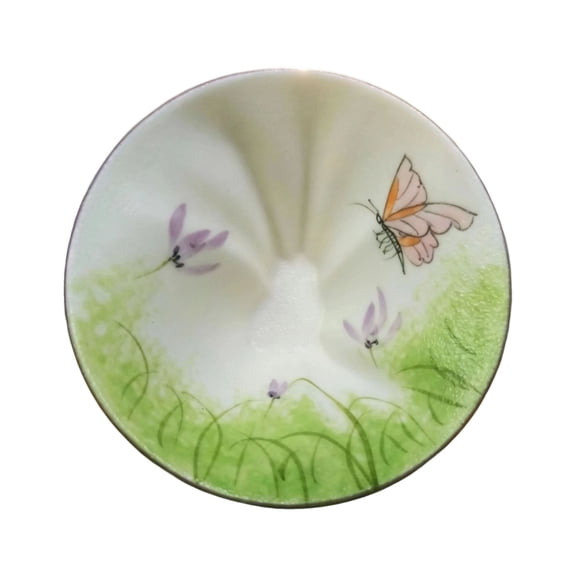 Hand-Painted Underglaze Ceramic Tasting Cup, Hidden Goldfish Butterfly Surprise Design Shallow Tea Bowl, Mini Chinese Kung Fu Teacup For Tea & Cat Lovers(Butterfly)
