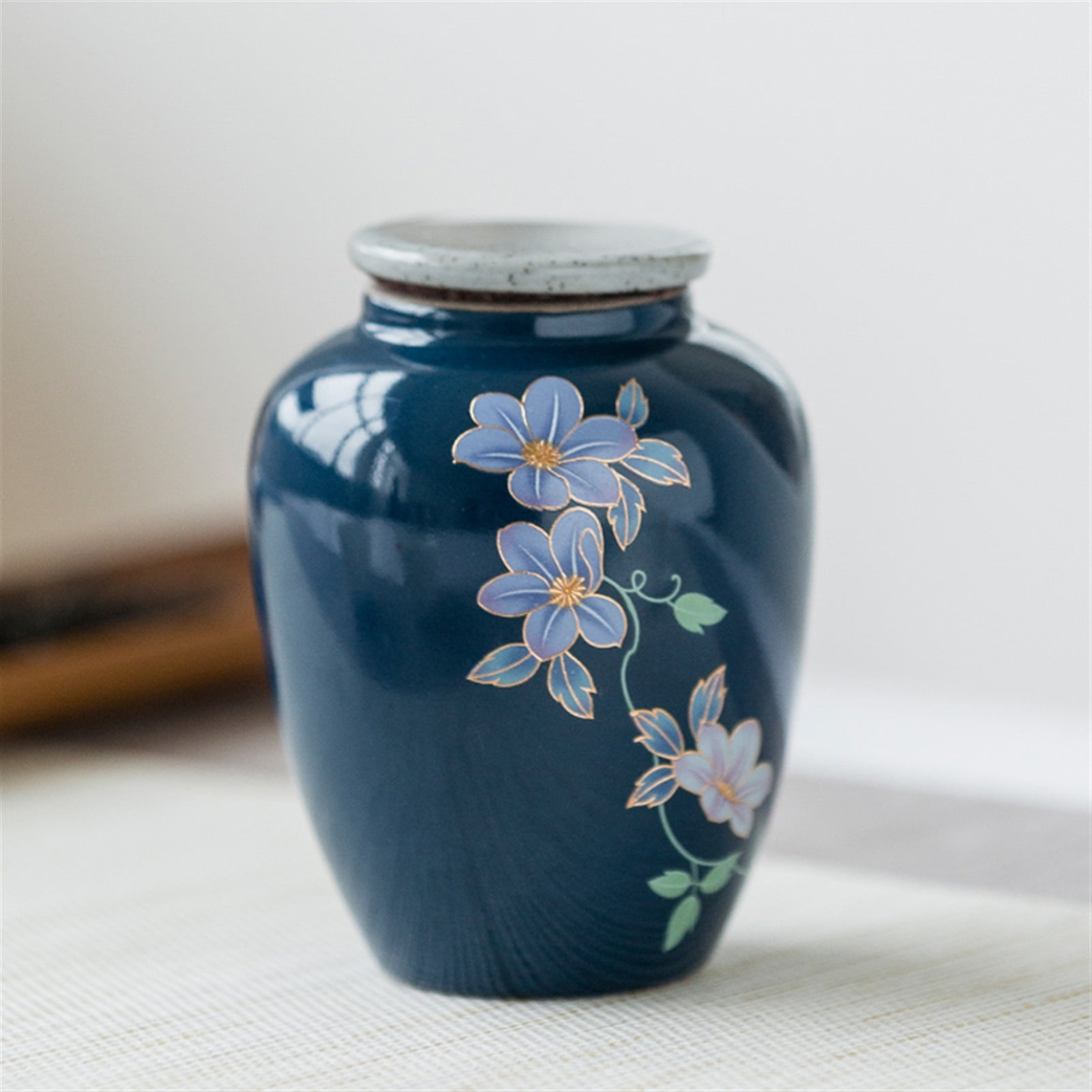 Hand Painted Variable Glaze Chinaware Cremation Urn Memorial Ceramics Pet Ashes Urn