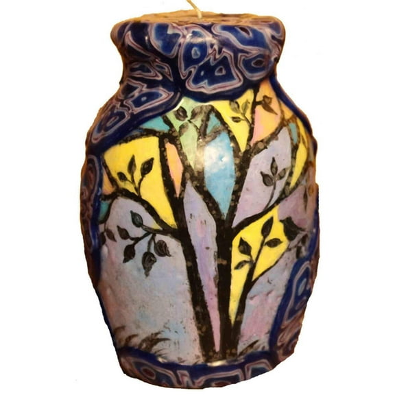 Hand Painted Veneer Vase Pillar Candle