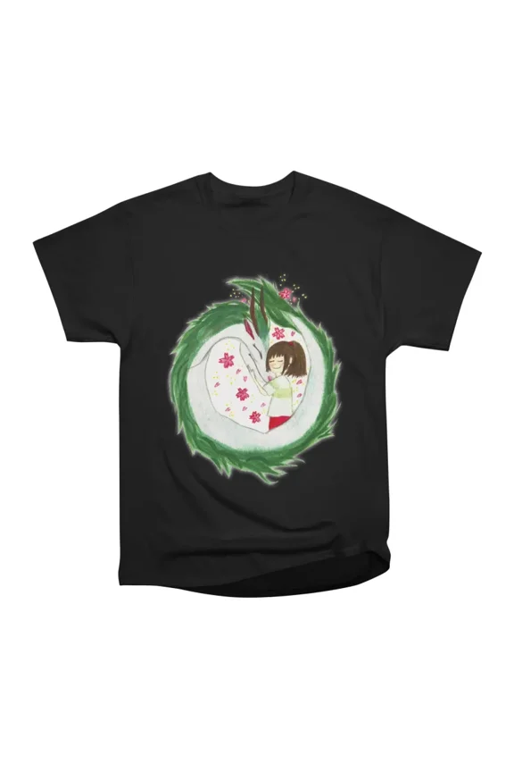 Hand Painted Watercolor White Dragon With Beloved Girl T-Shirt Tee Gift For Him Merch For