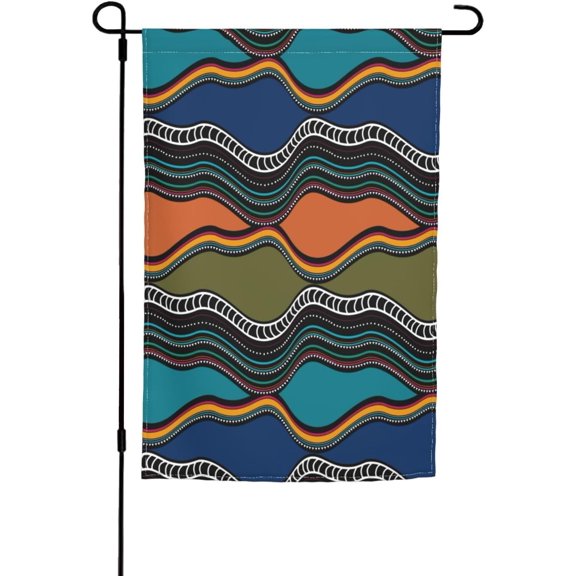 Hand Painted Wave Abstract Seamless Pattern Garden Flags For Outside Yard Flags 12x18 Inch Double Sided Polyester Garden Flag Welcome Yard Decor Flag