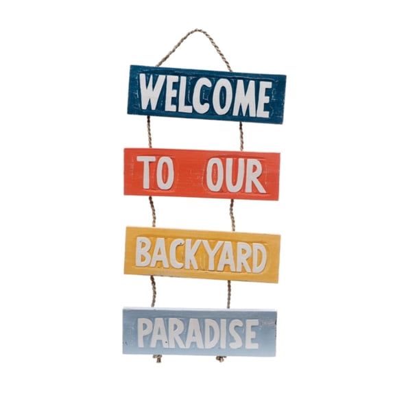 Hand Painted Welcome to Our Backyard Paradise Wall Art Sign
