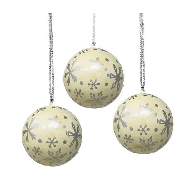 Hand Painted White Snowflake Christmas Ornaments - Pack of 3