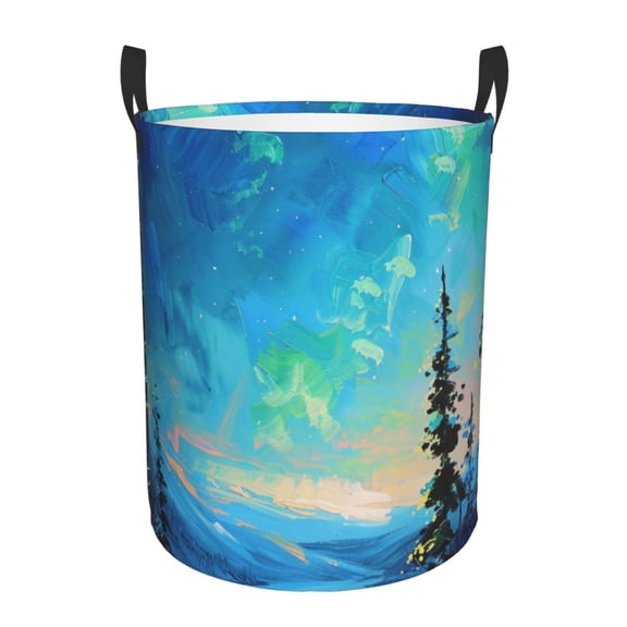 Hand Painted Wild Sky Laundry Hamper Small Storage Basket/Toy Organizer/Dirty Clothes Bucket