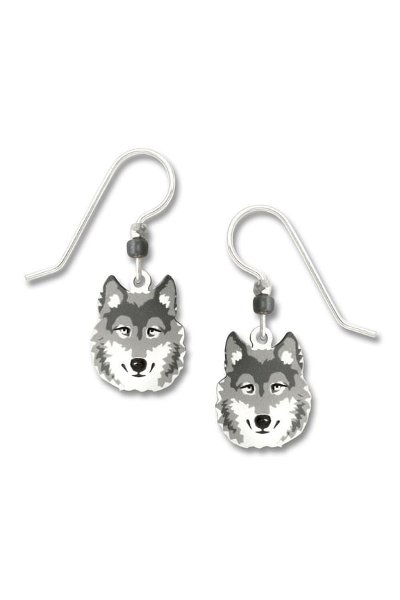 Hand Painted Wolf Dangle Earrings