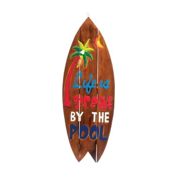 Hand Painted Wooden Life is Great By the Pool Wall Art Sign