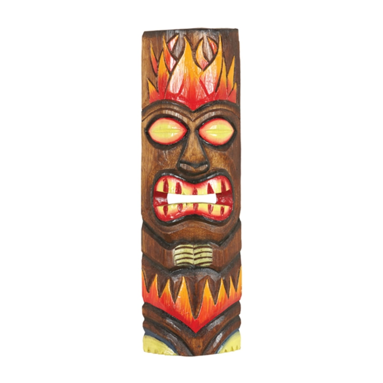 Hand Painted Acacia Wood Small Fire Tiki Mask Wall Art