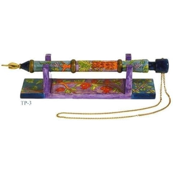 Hand Painted Wooden Yad - Torah Pointer With Stand 7 Species Design (TP-3)$$Office