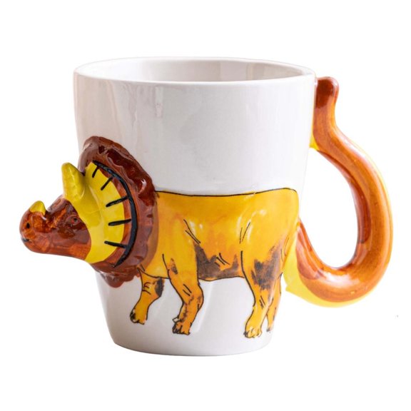 Hand PaintedAn1ma1Ceramic Mug Convenient 3D Decors for Kitchen and Cafe Use