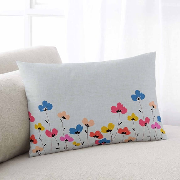 Hand Painting Flower Throw Pillow Cover, Colorful Herb Plants Rectangle Decorative Pillow Case Protector Soft Cushion Cover Lumbar Pillowcase for Couch Sofa Bedroom Car Chair Decor 20x30 Inch