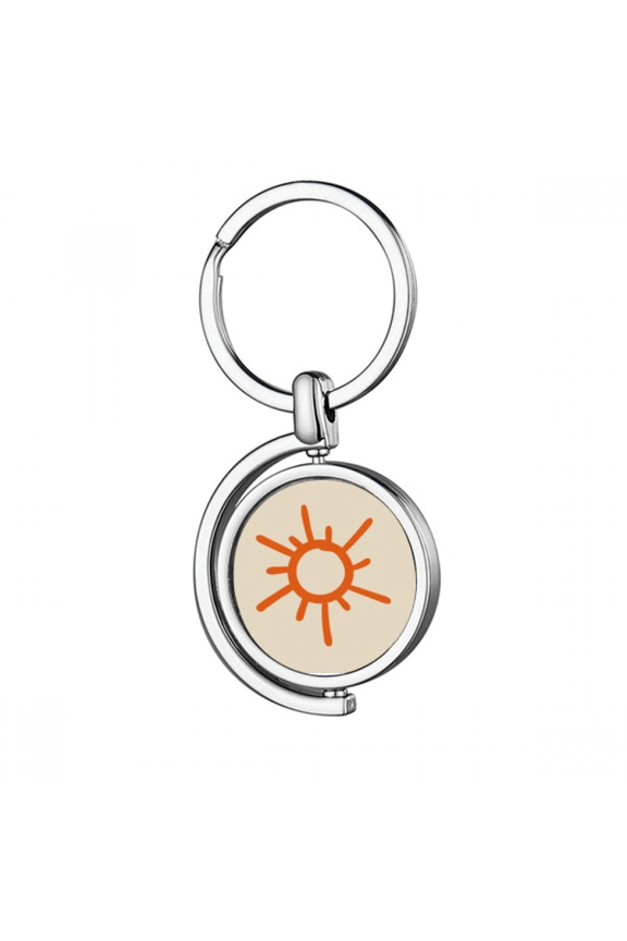 Hand Painting Orange Sun Sunshine Rotating Keychain Metal Keyring Holder