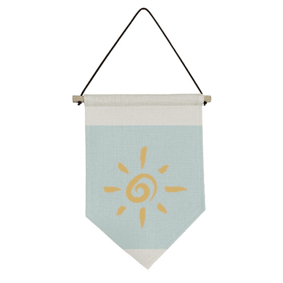 Hand Painting Yellow Sun Sunshine Canvas Flag Hanging Wall Art Decor Banner