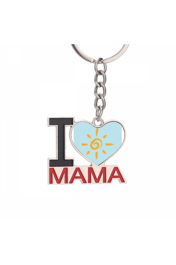 Hand Painting Yellow Sun Sunshine Keychain Metal Keyring Holder Love MAMA Mother