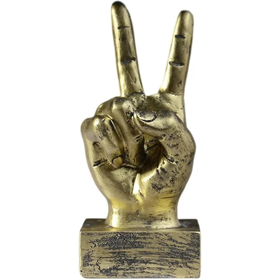 Hand Peace Sign Decor | Resin Finger Gesture Statues,retro Style, Decorative Creative Desktop Ornament For Dormitory Apartment Offices Tabletop