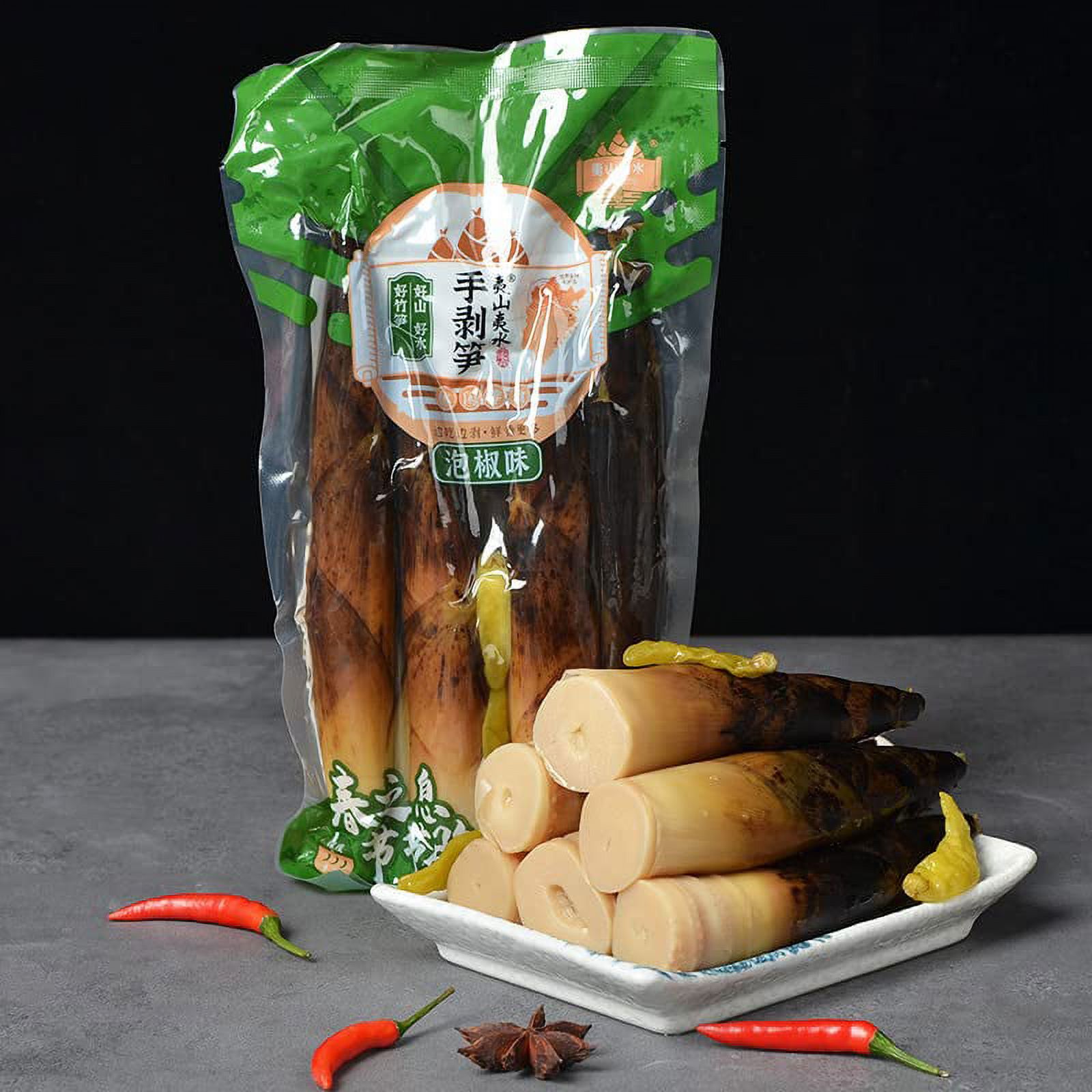 Hand Peeled Bamboo ShootsMountain Pepper flavor【手剥笋野山椒味500g x 1pack