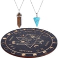 thumbnail image 1 of Hand Pendulum Board Set Wooden Witch Altar Board Carved Board Dowsing Metaphysical Message Witchcraft Wiccan Altar Supplies Spiritual Power for Divination Wicca Meditation 7.87Inch, 1 of 9