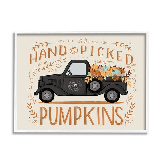 Hand Picked Pumpkins Truck Botanical Arrangement Border Transportation Graphic Art Framed Art Print Wall Art