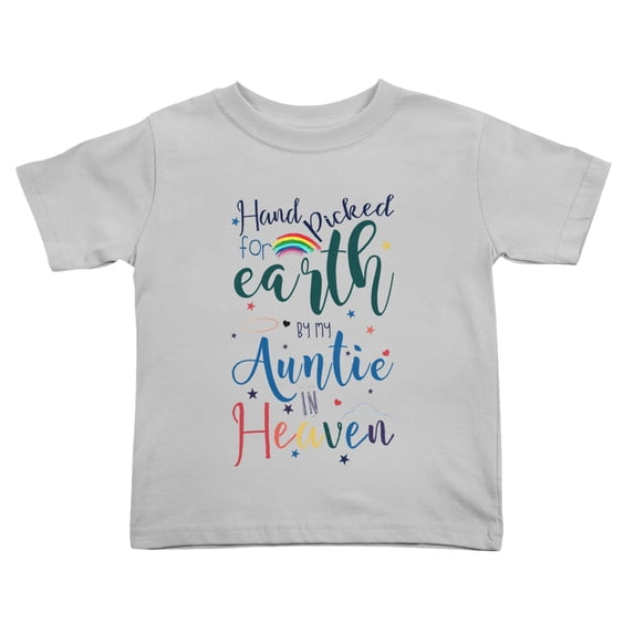 Hand Picked for Earth By My Auntie In Heaven Cute Toddler Tshirts for Boys Girls (Gray, 4T)