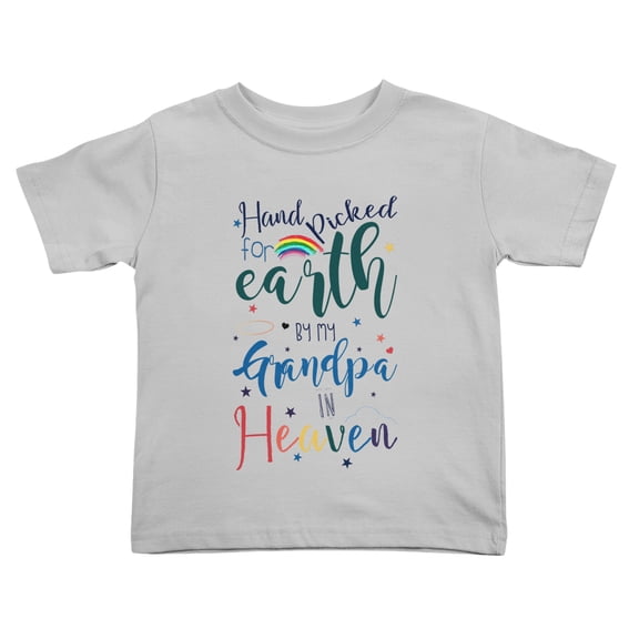 Hand Picked for Earth By My Grandpa In Heaven Cute Toddler Tshirts for Boys Girls (Gray, Youth XL)