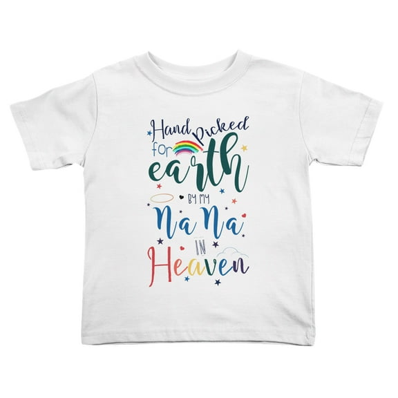 Hand Picked for Earth By My NANA In Heaven Cute Toddler Tshirts for Boys Girls (White, Youth M)