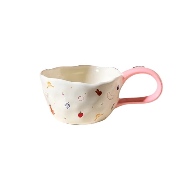 Hand Pinched Irregular Ceramic Mugs Cute Little Bear Rabbit Coffee Cups Breakfast Oatmeal Cup Milk Water Cup