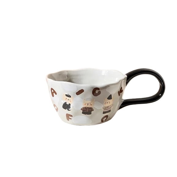 Hand Pinched Irregular Ceramic Mugs Cute Little Bear Rabbit Coffee Cups Breakfast Oatmeal Cup Milk Water Cup