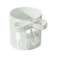 thumbnail image 1 of Hand-Pinched Ribbon Ceramic Coffee Mug - Elegant Bow Handle, 12oz Capacity Chip-Resistant Glaze, Dishwasher Safe Cute and Modern Design for Tea and Hot Cocoa, Gift-Ready, White A, 1 of 3