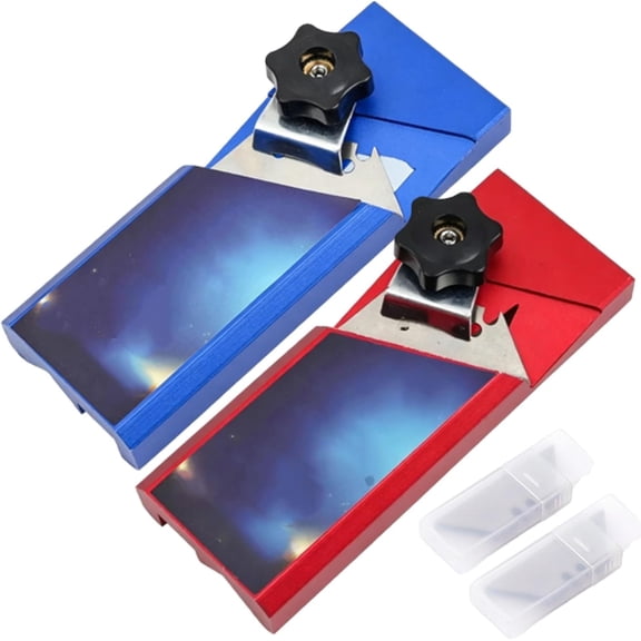 Hand Plane Gypsum Board Cutting Tool, Manual Gypsum Board Cutter, Sharpens Clean Edges Cuts Precise 45°/60° Bevels 11 Blades-For Construction DIY Woodworking & Home Renovation (Blue+Red+11 Blades*2)