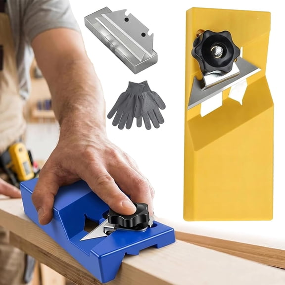 Hand Plane Gypsum Board Cutting Tool - Professional Drywall Edge Chamfer Tool with 10 SK5 Blades | Precise 45°/90° Plasterboard Fast Cutter & Planer, Clog-Free Manual Trimmer (1Set Yellow)
